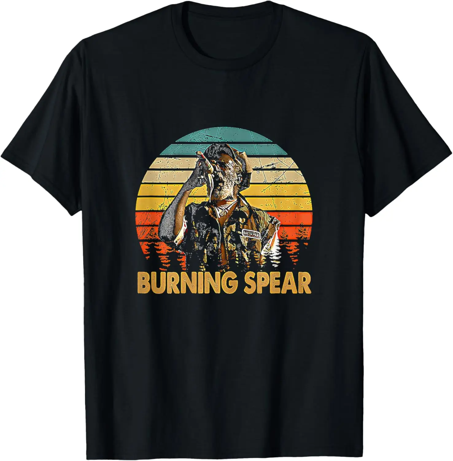 Koszulka Retro Vintage Burning Art Spear Music Jamajskie piosenkarze