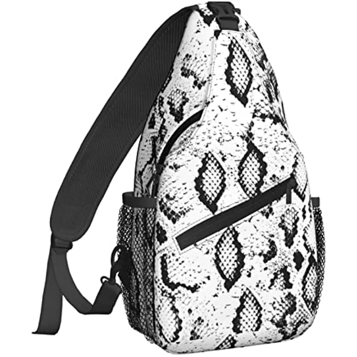 Grey Snake Skin Sling Backpack Chest Bag Crossbody Shoulder Bag Gym Cycling Travel Hiking Daypack for Men Women Casual