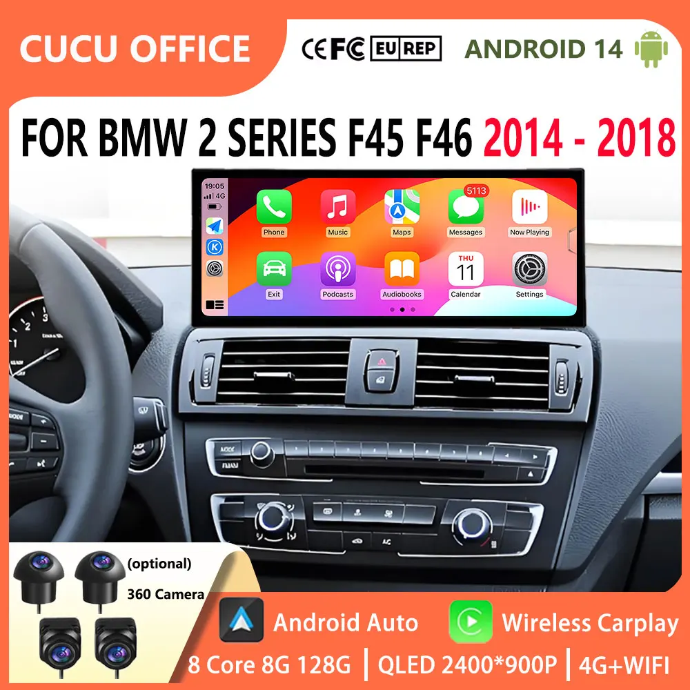 

for BMW 2 Series F45 F46 2014 2015 - 2018 Android 14 Car Radio Multimedia Player NBT EVO System GPS Navigation Ultra-thin Screen