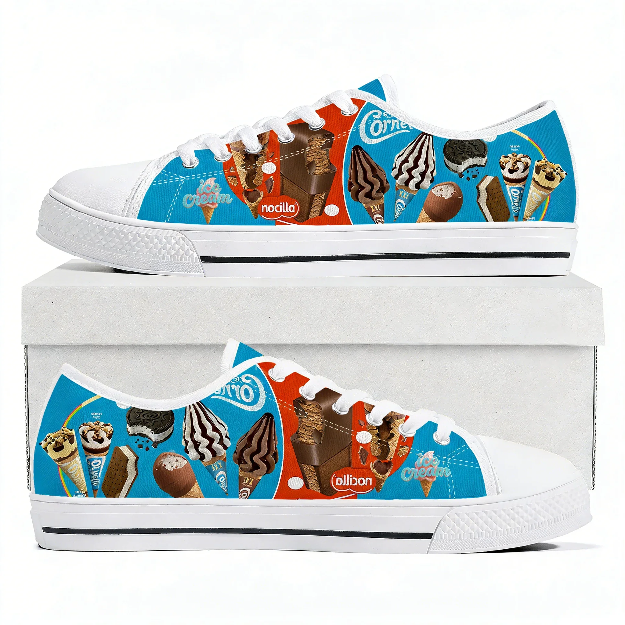 

Ice Cream Low Top Sneakers Mens Womens Teenagers Canvas Sneaker High Quality Confortable Casual Couple Shoes Tailor-made Shoes