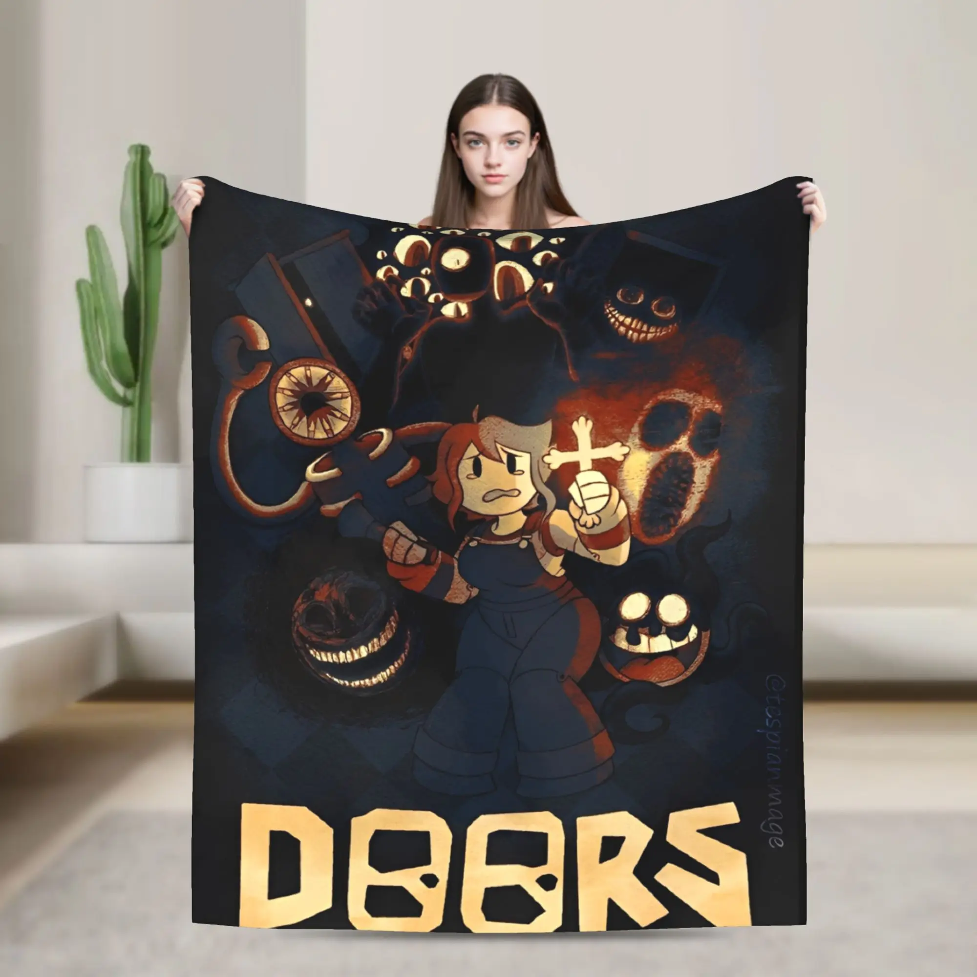 

DOORS Horron Game Throw Blanket for Couch Soft Fuzzy Plush Blanket 50x60 Inches Multiple Sizes Bedspreads for All Seasons
