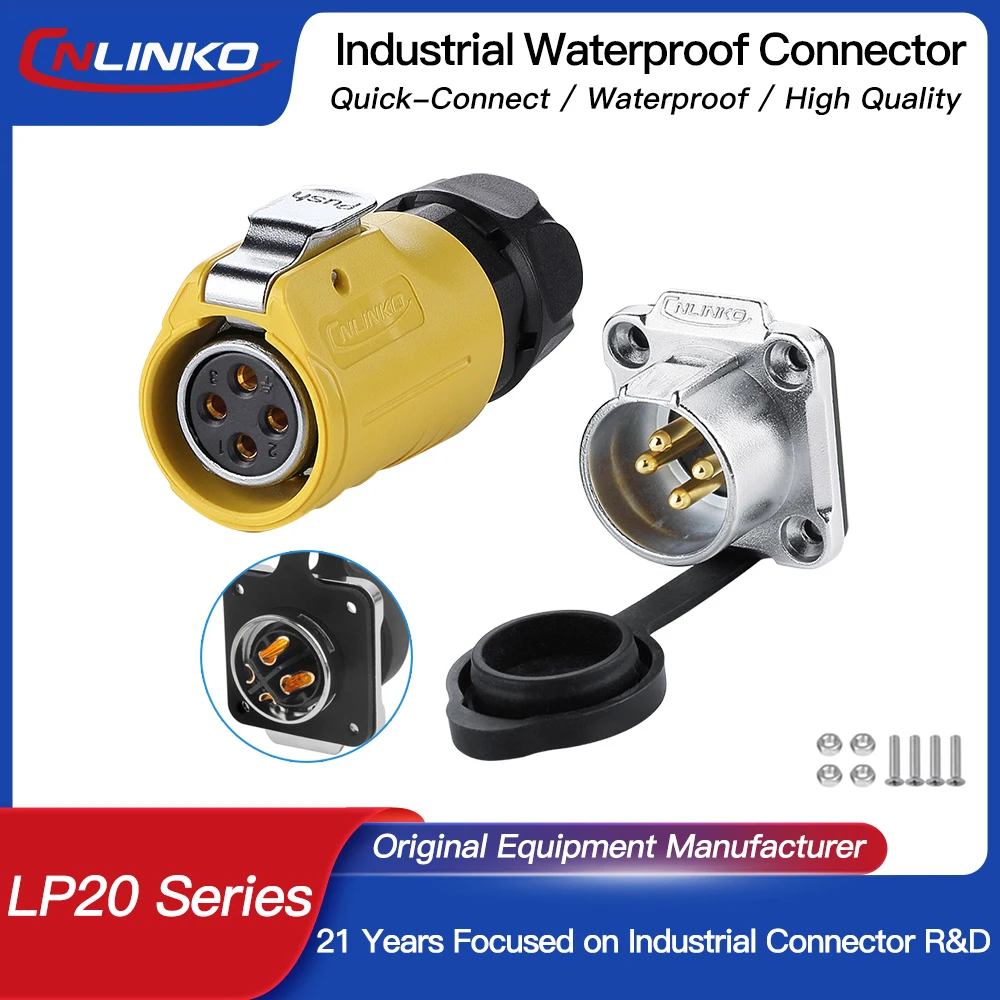 

CNLINKO LP20 2~12 Pin IP68 Waterproof Reverse Mount Connector M20 Quick Connect Plug Solar Panel Power Supply Signal Connector