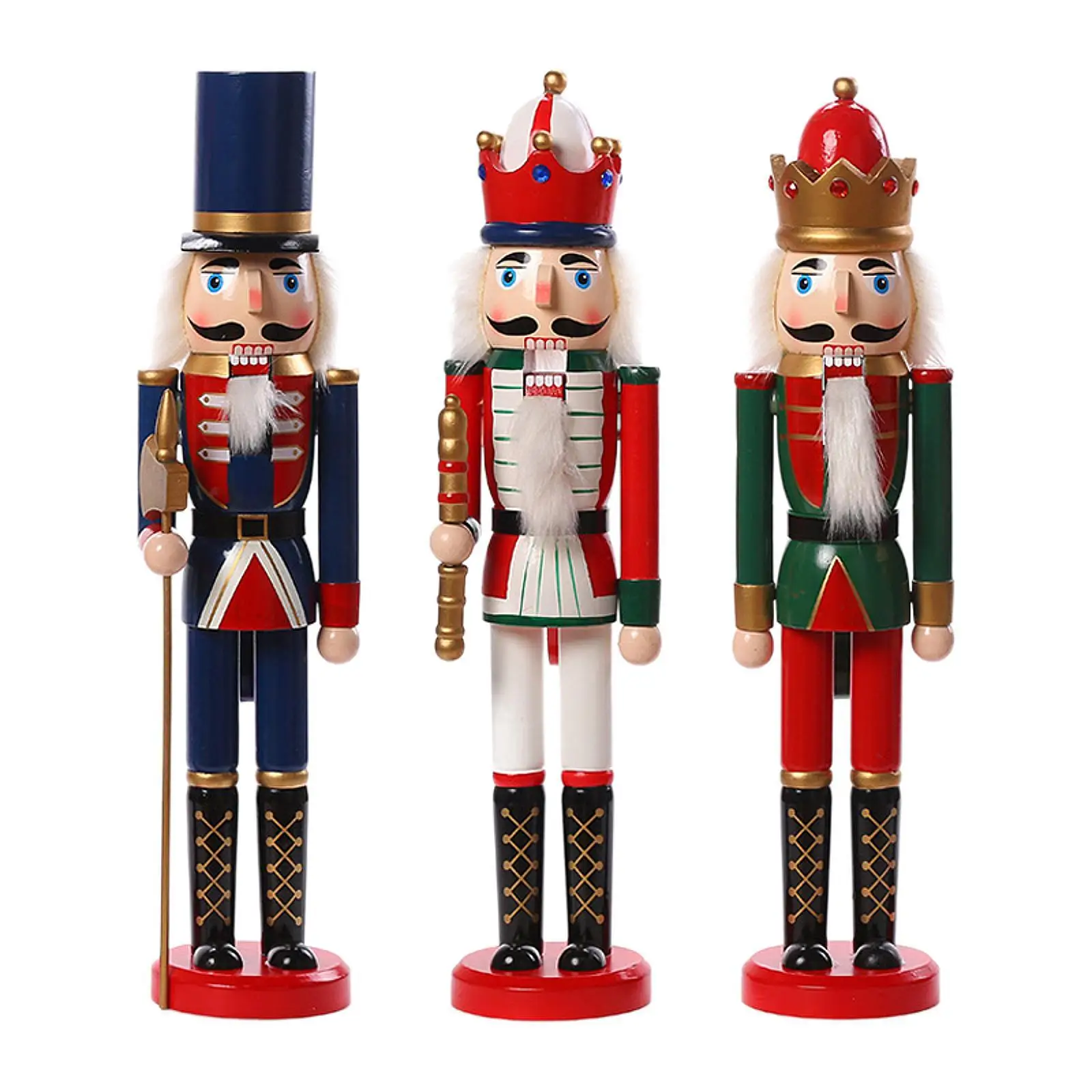 Festive Nutcracker Figurine Set Wooden Christmas Decoration for Restaurant Hotel Lobby Traditional Mouse Statue Home Accent Gift