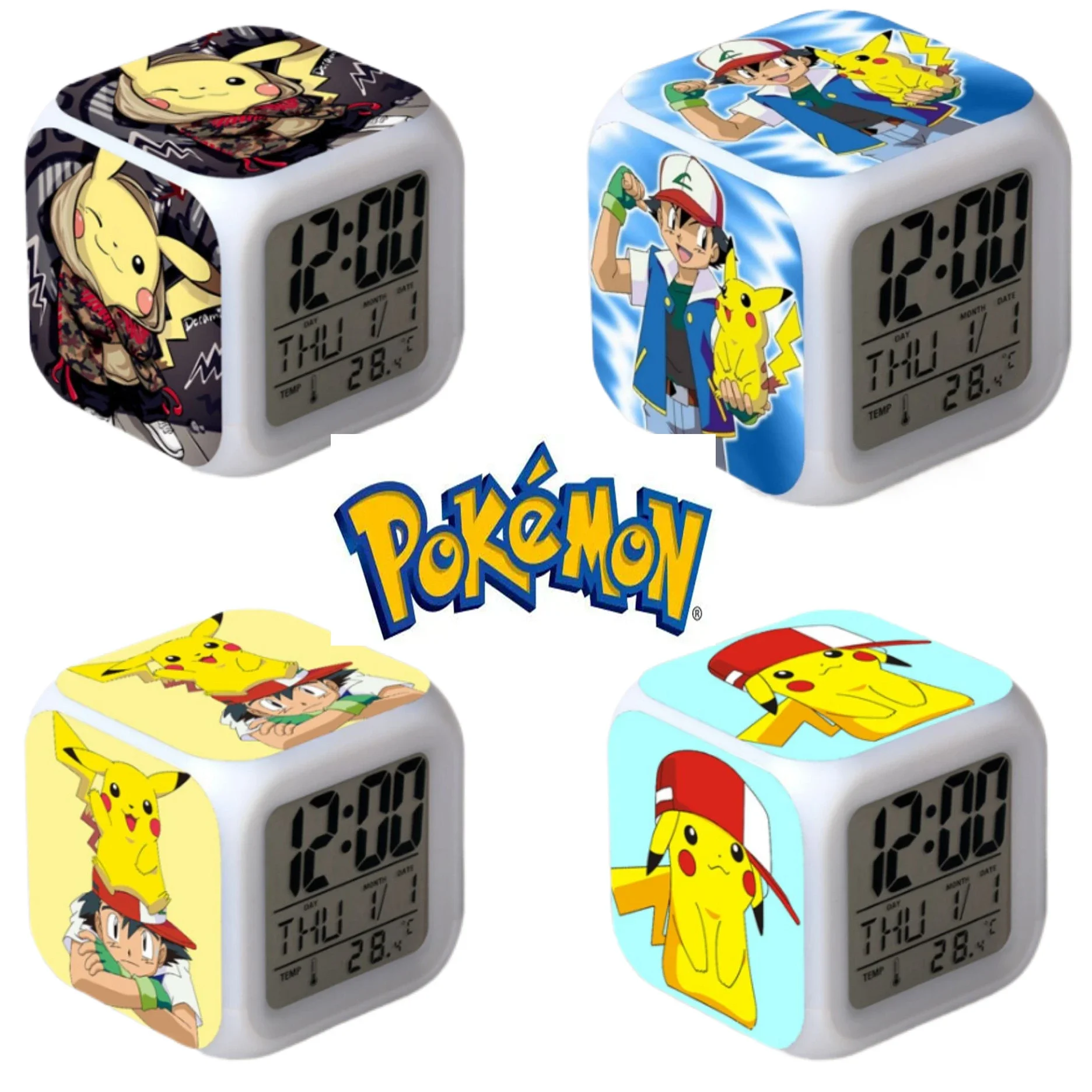 

New Pokemon Digital Alarm Clock Cute Pikachu Anime Bedroom LED Clock Room Decoration Christmas Children's Toy Gift