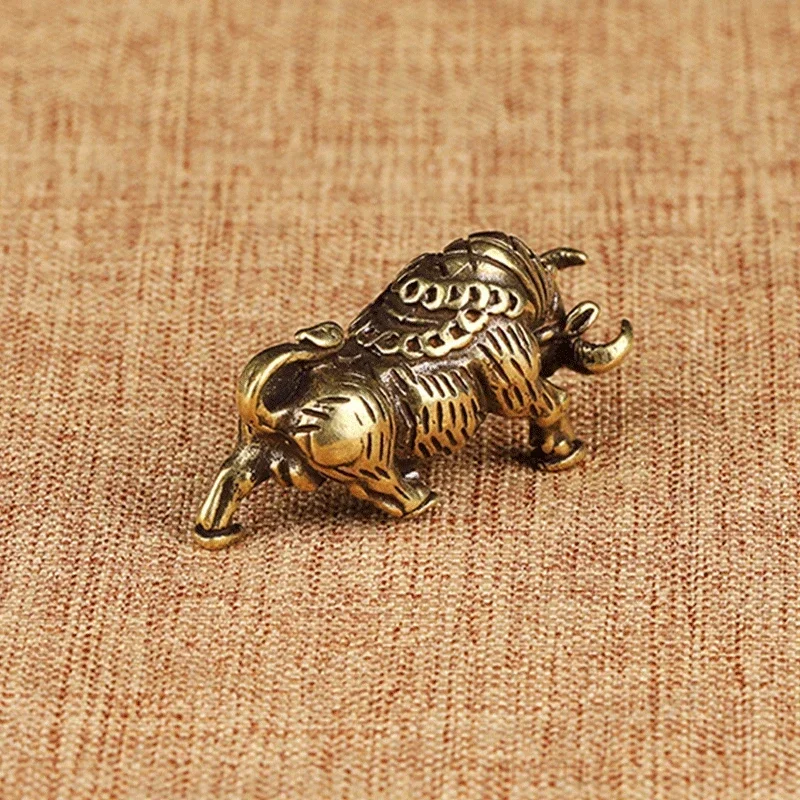 Home Decoration Crafts New Vintage Brass Bull Crafts Miniature Statue Animal Desktop Ornaments Home Decor Accessories Tools