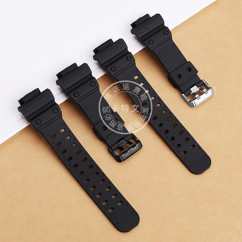 Correa de reloj de goma de silicona para CASIO G-SHOCK GX-56BB GXW-56 interfaz convexa especial correa de reloj diplopore negra hebilla sólida