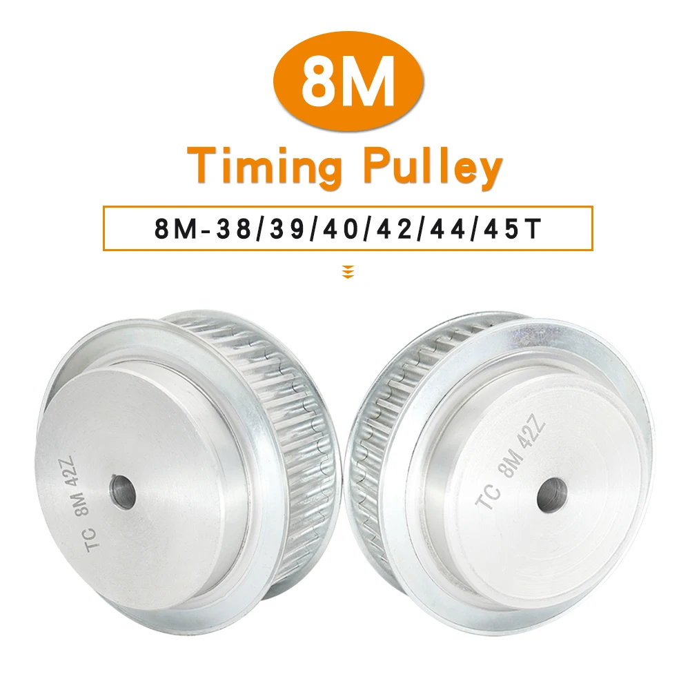 Belt Pulley 8M-38T/39T/40T/42T/44T/45T Bore Size 12 mm Teeth Pitch 8 mm Alloy Pulley Wheel  For Width 25/30 mm 8M Timing Belt