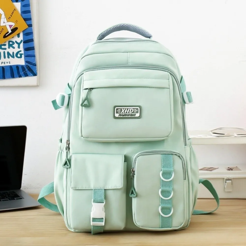 Nylon-Schulrucksack mit großer Kapazität, verstellbaren gepolsterten Schultergurten, Laptop-Fach, wasserabweisend, mehrere Taschen – Detail 10