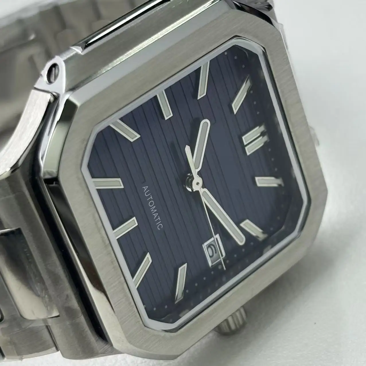 ساعة NH35 للرجال 38 ملم هيكل فولاذي مربع أسود ميكانيكية NH35 حركة أوتوماتيكية هدية تاريخ الموضة