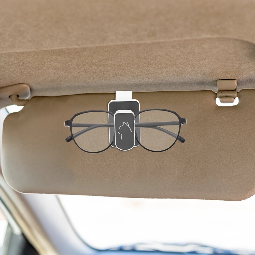 

2pcs Eyeglasses Holder Sunglasses Clip for Car Visor Large Size White Grey Color Glasses Organizer Storage Accessories