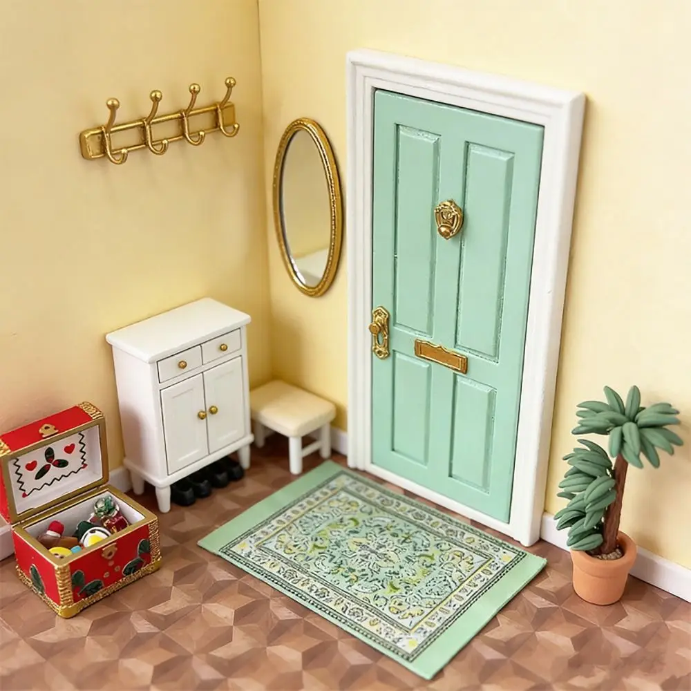 1/12 Dollhouse Carpet Multicolor Floral Pattern Miniature Weaving Mat Playing House Photo Props Mini Floor Coverings