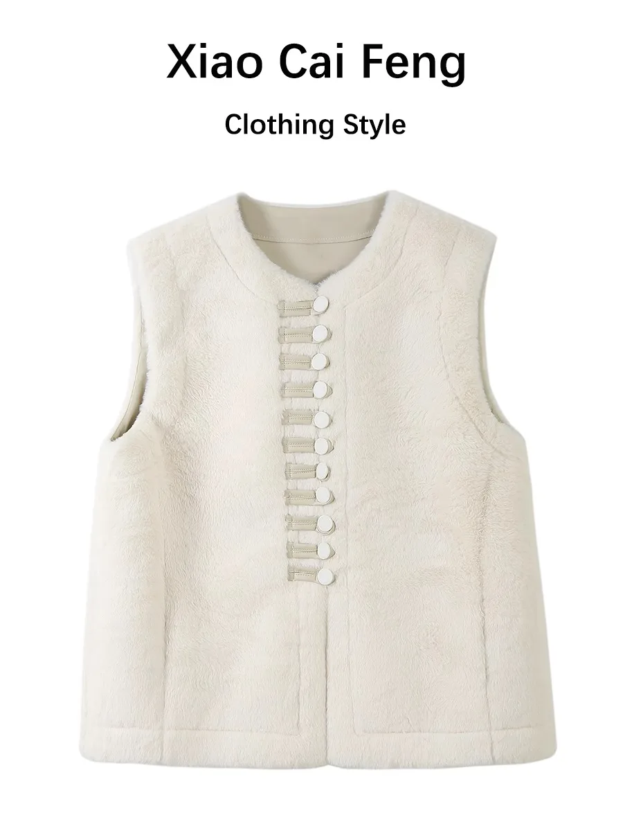 

Lamb Fur ort Jaet Women's Svel Warm Vest Inteated Leather And Fur Autumn Winter High End Sle Commute Sle Cott...