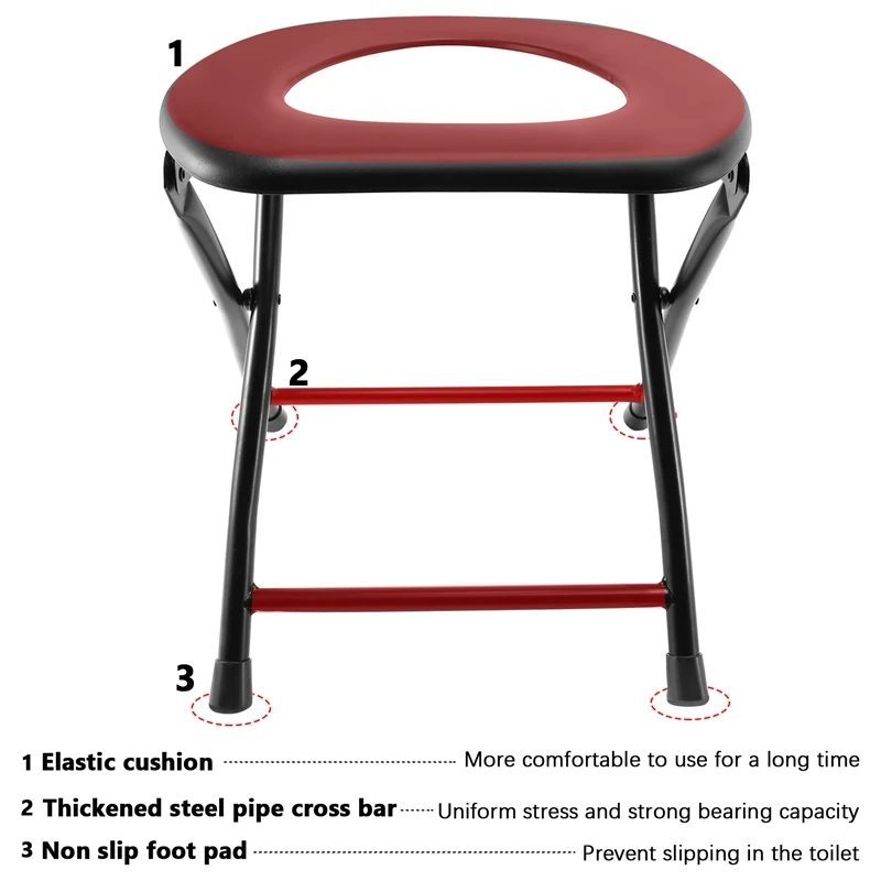 Silla de inodoro mate plegable, reforzada y portátil para viaje, taburete de baño ideal para ir de camping, escalada o pesca, accesorios para