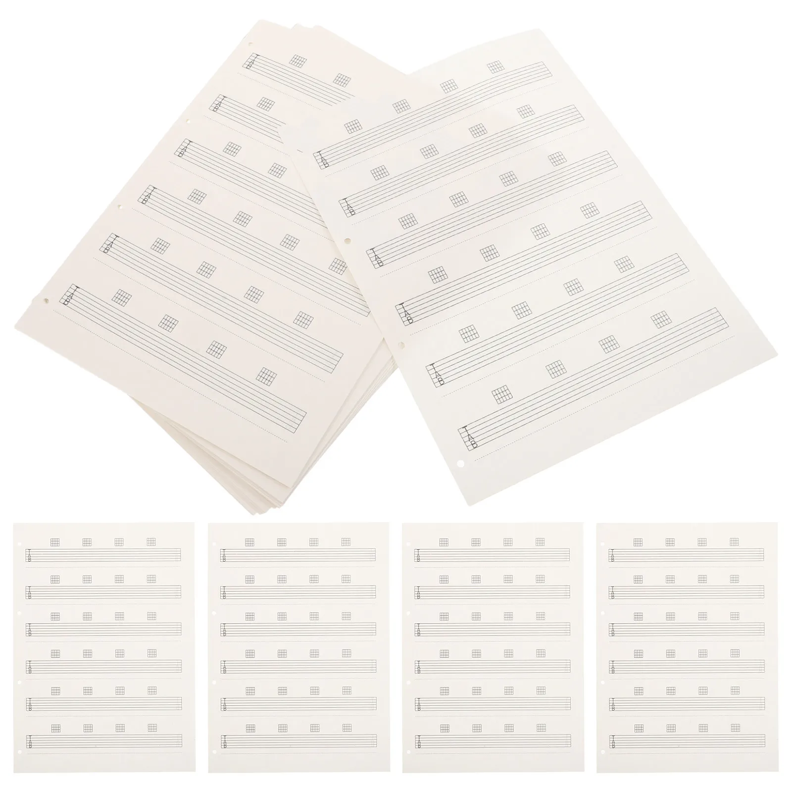 85Pcs Guitar Tablature Paper Sheets Blank Music Tab Paper Smooth Writing Practice Composition Portable Travel Music Notation