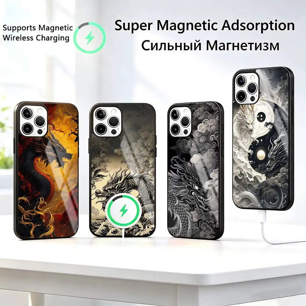 

Dragon Texture Printed-d Phone Case For iPhone17,16,15,14,13,12,11 Plus,Pro Allows magnetic wireless charging