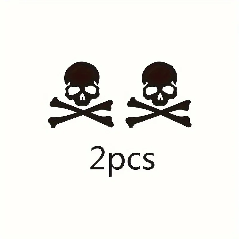 2Pcs/Set Skull and Crossbones Waterproof Vinyl Stickers, Multicolor Decals for Car, Motorcycle & Helmet