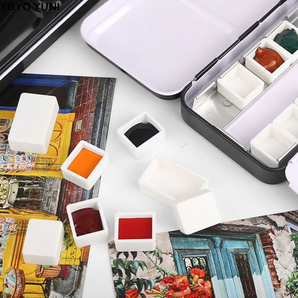 3.2ml 6/12/24/48pcs Empty Full Pan Artists Plastic Watercolor Paint Grid Paint Palette Painting Supplies Art Supplies