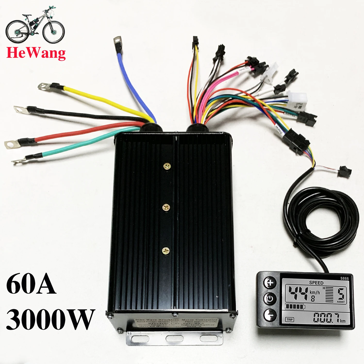 AliExpress NONE 2000W-3000W BLDC 3 Mode Sine wave E-Bike Controller 18 mosfet 36V 48V 52V 64V Controller 60A with s866 display for E-Scooter