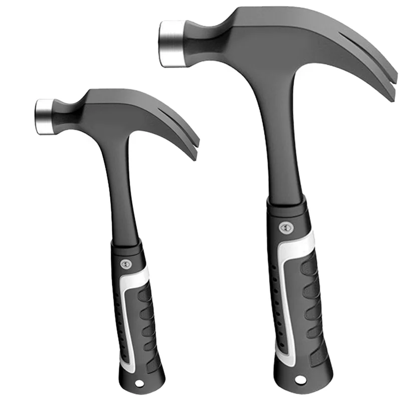 Hammers Tools Non-Slip Straight Claw Hammer Framing Hammer Shock Absorbing Carbon Steel Head Rubber Mallet for Household