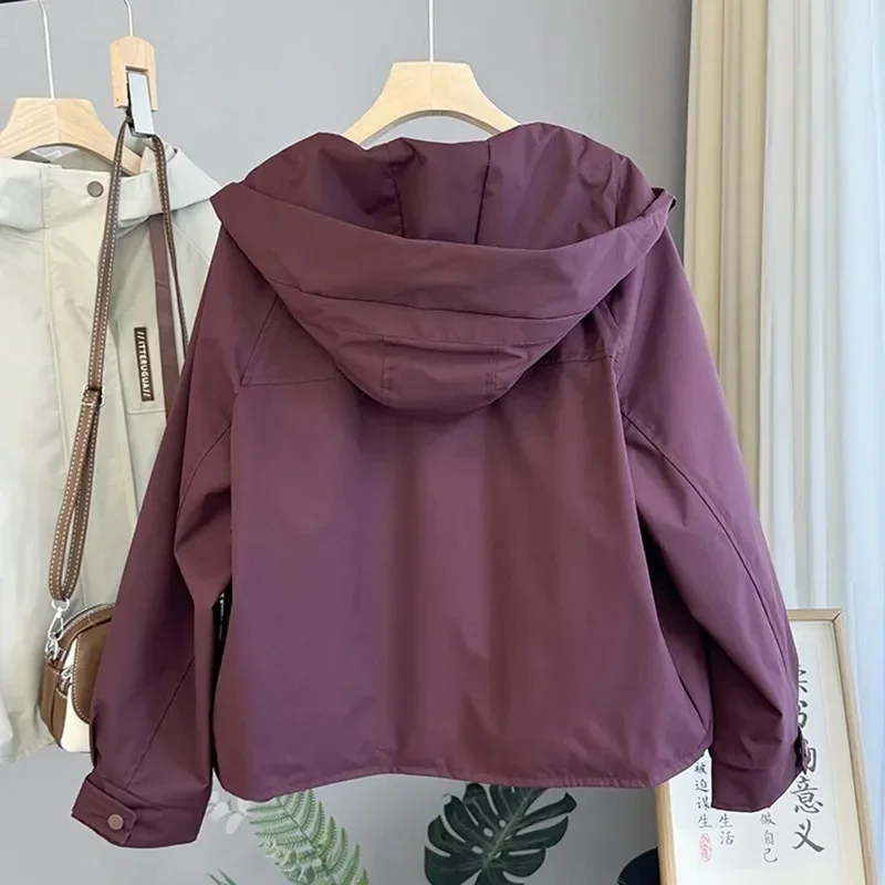 سترة LIBIELIY للسيدات لخريف 2025 موضة كورية جديدة بأكمام طويلة مع قلنسوة سترة واقية قصيرة غير رسمية معطف نسائي ملابس خارجية للسيدات