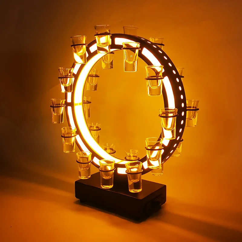 LED cocktail cup holder luminous ferris wheel wine rack bar KTV yellow light bullet cup one sip glass fighting creative cup