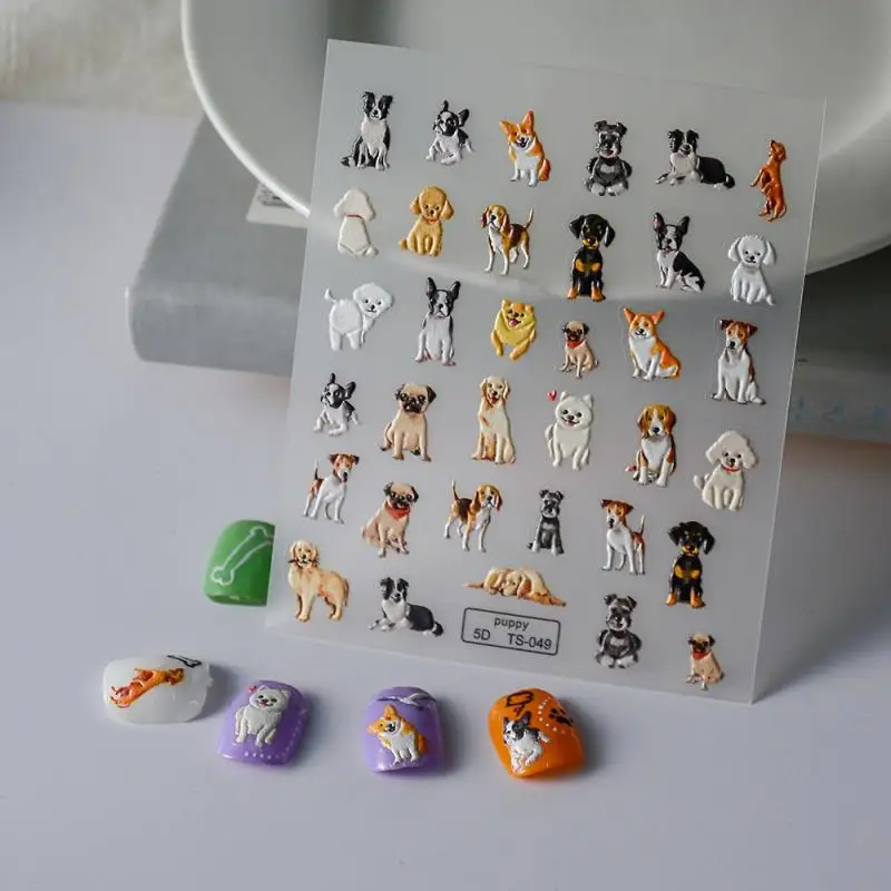 New Cute Cartoon Little Girl Nail Sticker Nail Art Accessories Anime Bear Cat 5D Adhesive Sticker Nail Decorations