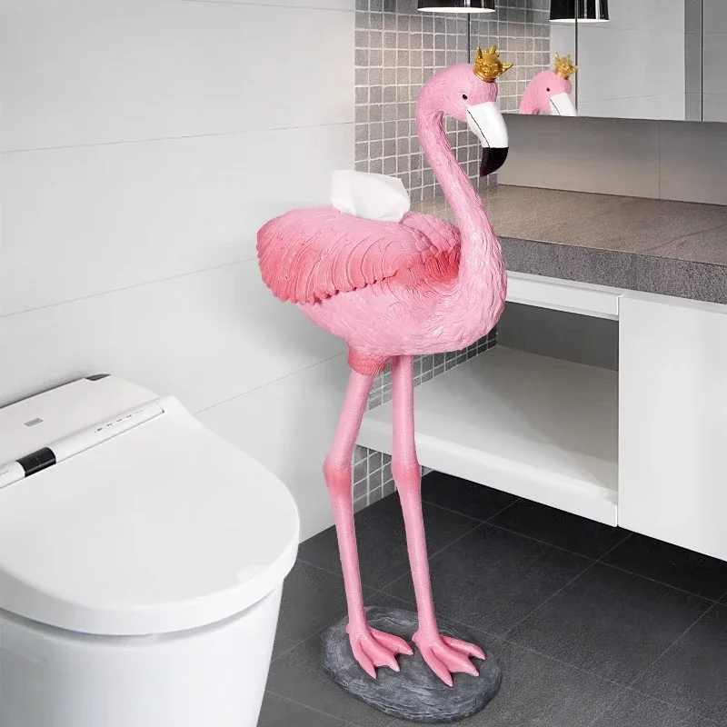 PK29: Flamingo Tissue Box, Cute Bathroom Tissue Holder, Nordic Toilet Paper Dispenser, Creative Tissue Holder, Pink Details