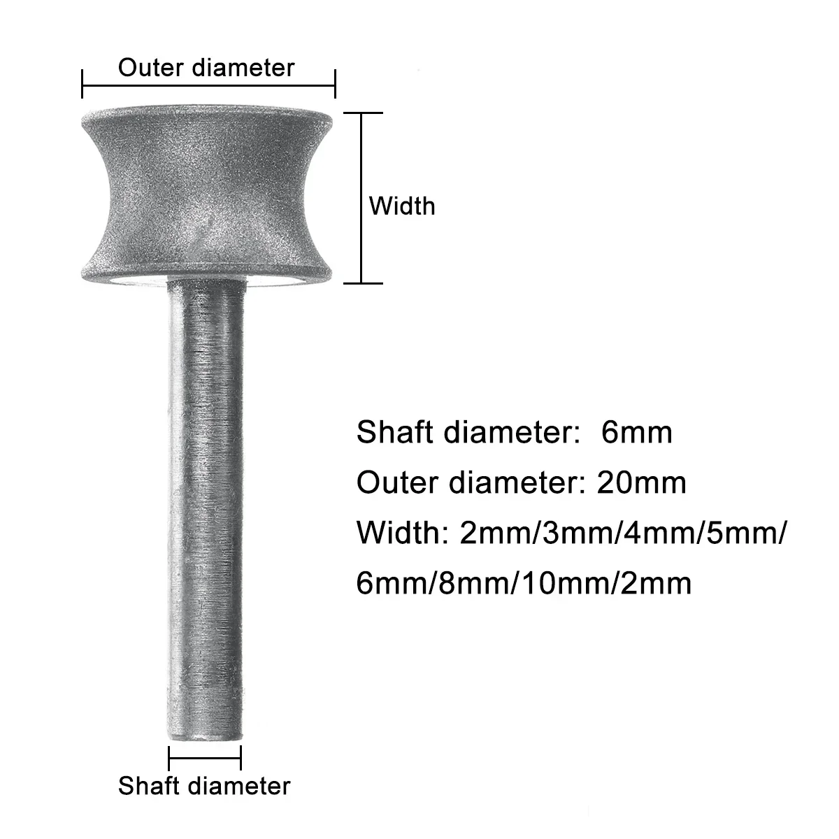 3-12mm New Diamond Grinding Wheel Grinding Wheel for Glass Airplane Straight Edge Chamfer 6mm Shank Diamond Grinding Wheel