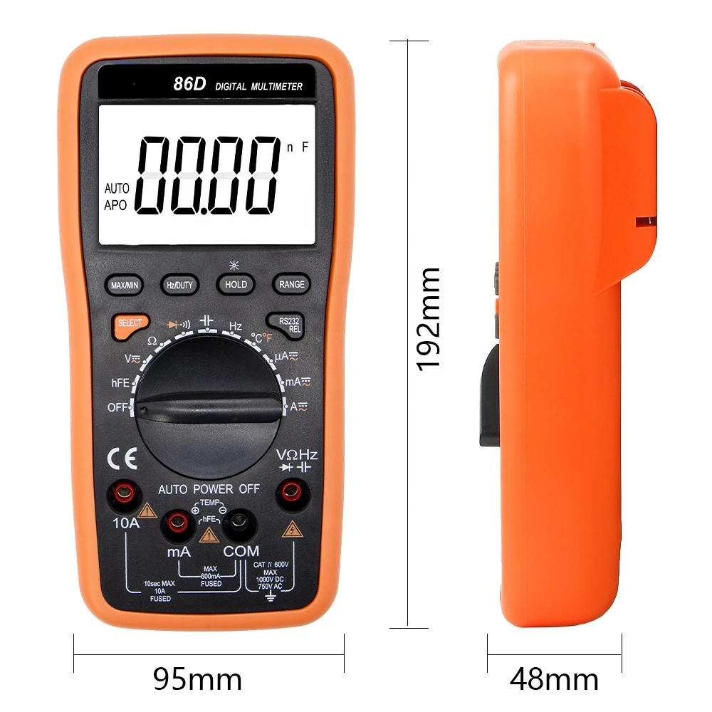 DECCA 86C Handheld Portable 3999 Counts LCD Display Digital Multimeter Auto Range with USB Interface Diode MAX Min Multi Meter