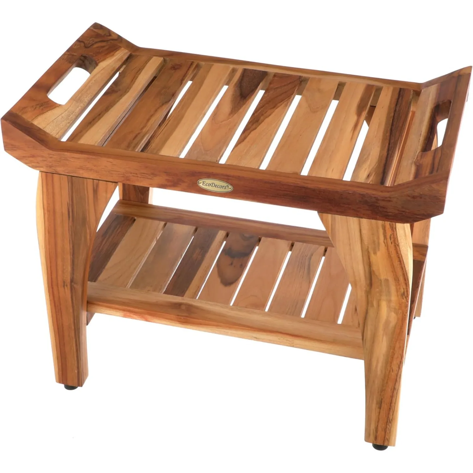 

US 24 inch, Natural Wood, Teak Shower Bench, Shower Stool Wood, Wood Shower Chair, LiftAide Arms, Bathroom