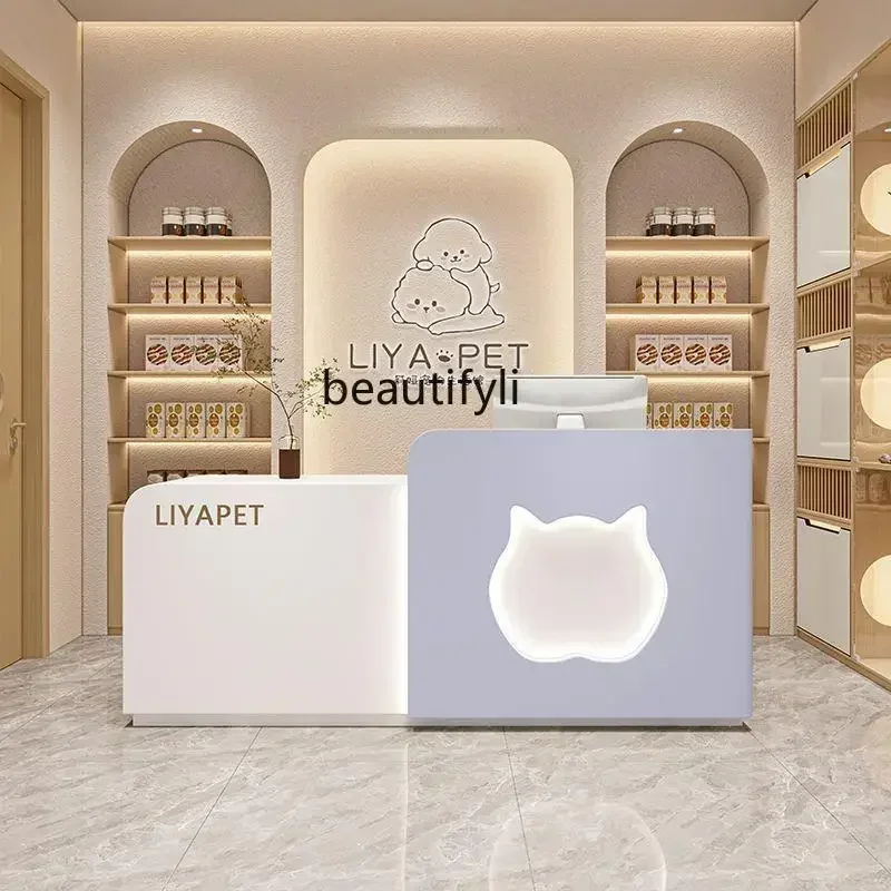 cn8617 ss Clothing Store Pet Shop Bar Counter Cashier Modern Shop Front Desk Reception Counter Integrated