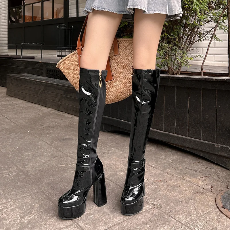 2026 Winter New Lovely Pink Black Women Over the Knee High Boots Platform High Heels Lady Dress Shoes