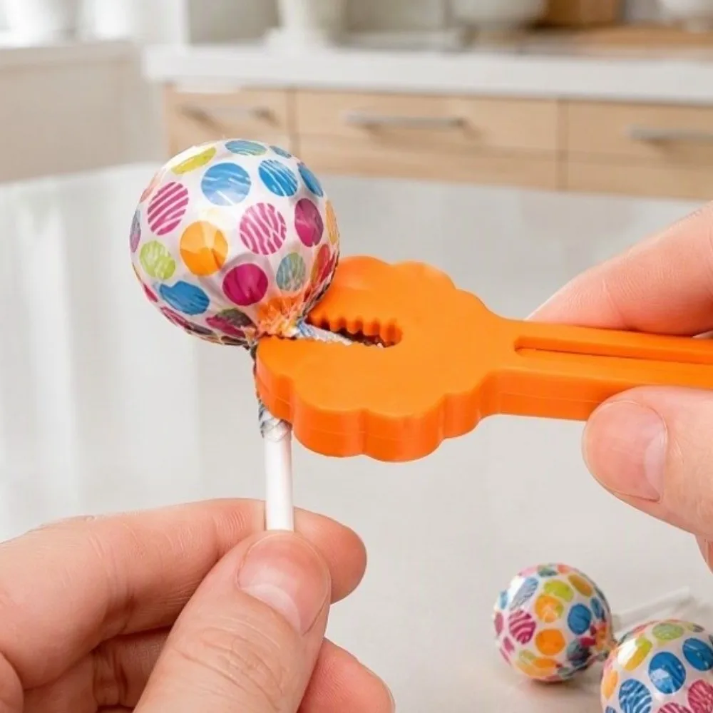 2Pcs Plastic Lollipop Opener with Keychain Scratch Resistant Labor Saving Candy Wrapper Remover 3D Printing Integrated