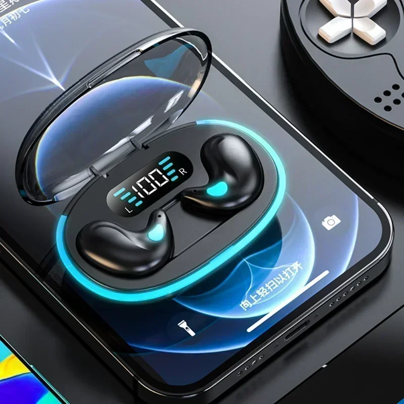 X55 سماعات أذن للنوم سماعات رأس لاسلكية صغيرة للعمل TWS بلوتوث سماعة ستيريو سماعات مخفية مع ميكروفون HD دعوة مقاوم للماء