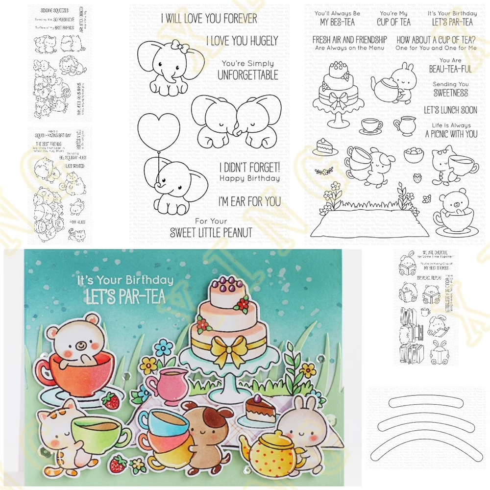 2024 New Arrival Sweet Little Peanut Squishy Hugs Clear Stamps and Metal Cutting Dies Sets for DIY Craft Making Greeting Card