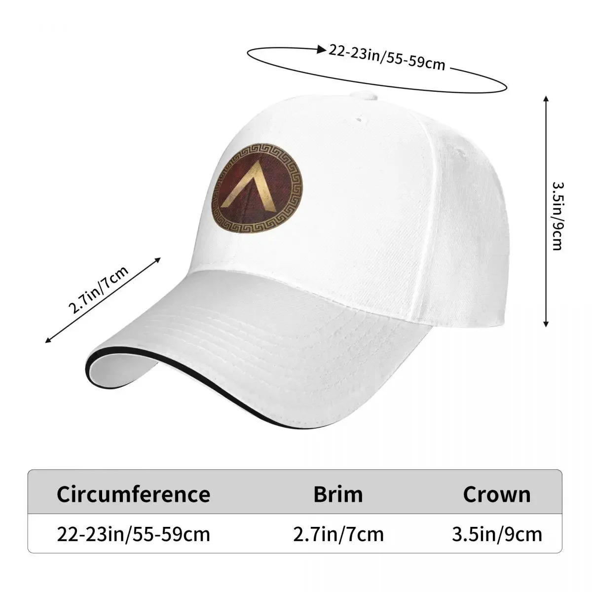 Lacedaemonian Lambda Ancient Spartan Shield Baseball Caps Snapback Fashion Baseball Hats Breathable Casual Unisex Polychromatic