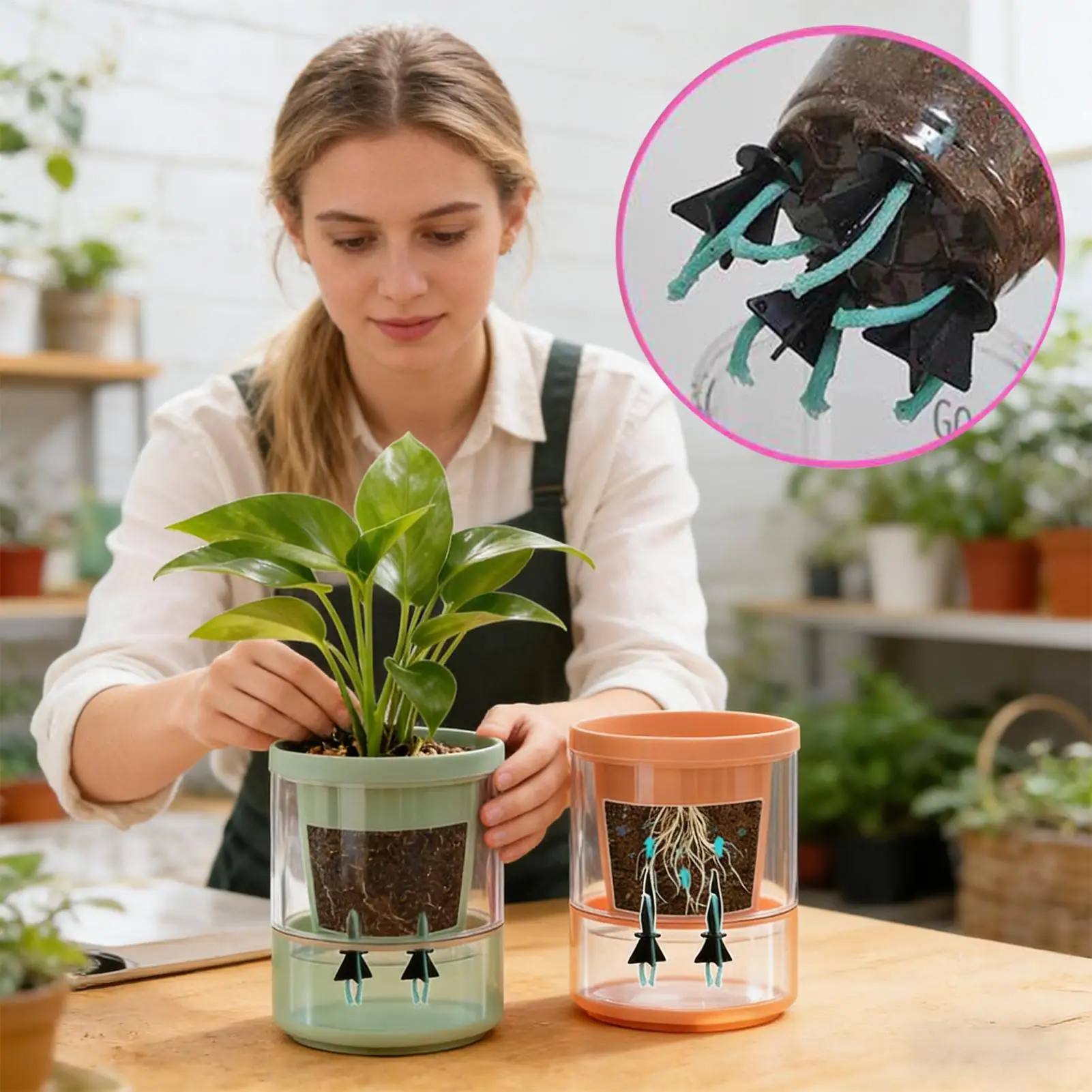 

Watering Spikes 4 Pieces Reusable Automatic Home Supplies Plant Self Watering Devices For Indoor Potted House Flowers Vacation