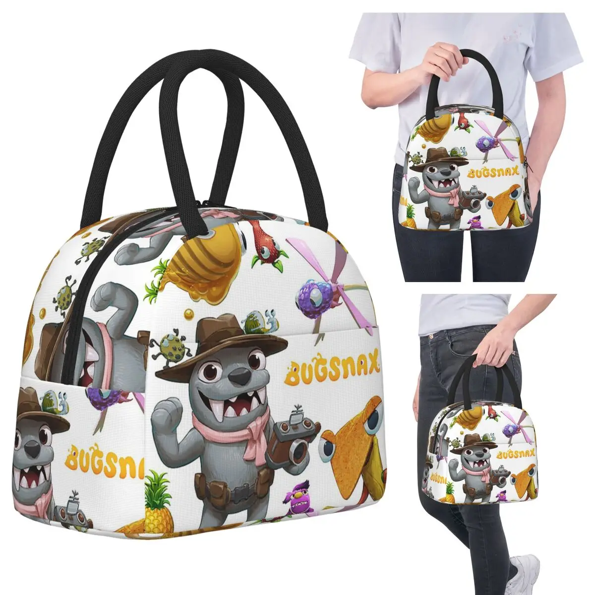 

Bugsnax игровые сумки для обеда изолированная коробка для бенто портативная сумка для обеда герметичные сумки для пикника термосумка для женщин и девочек путешествия