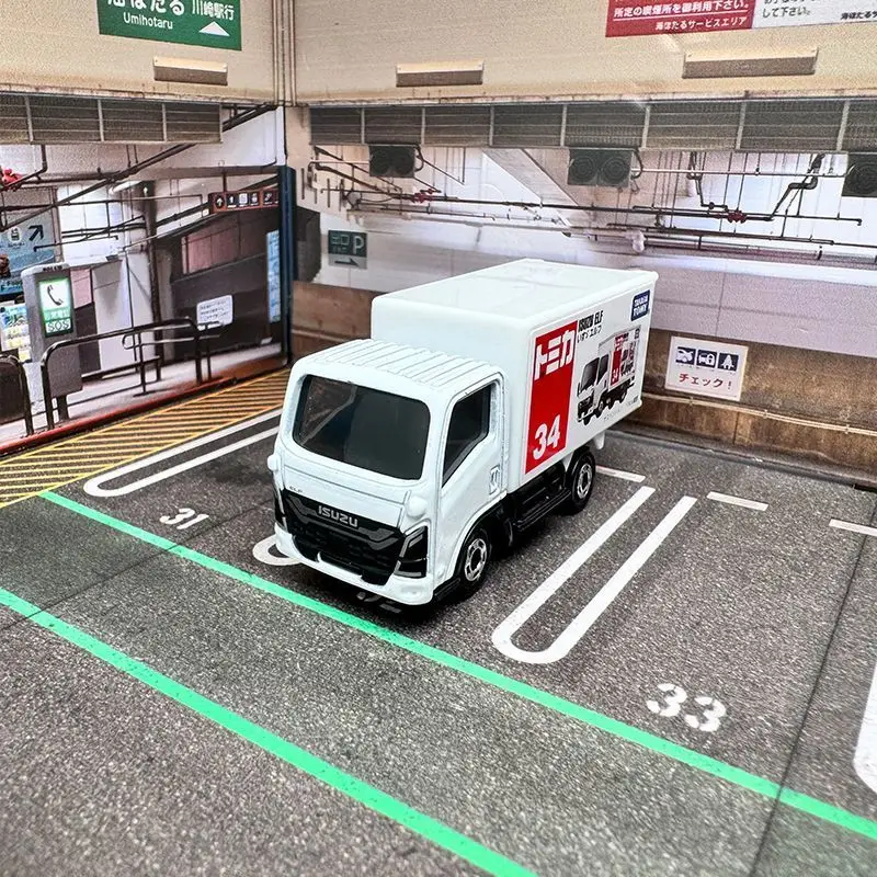 Takara Tomy Tomica No.34 Isuzu Elf Camión de Caja, Coche de Aleación Fundida a Presión 1/64, Modelo de Vehículo Estático en Miniatura, Juguete Coleccionable, Regalo para Niños