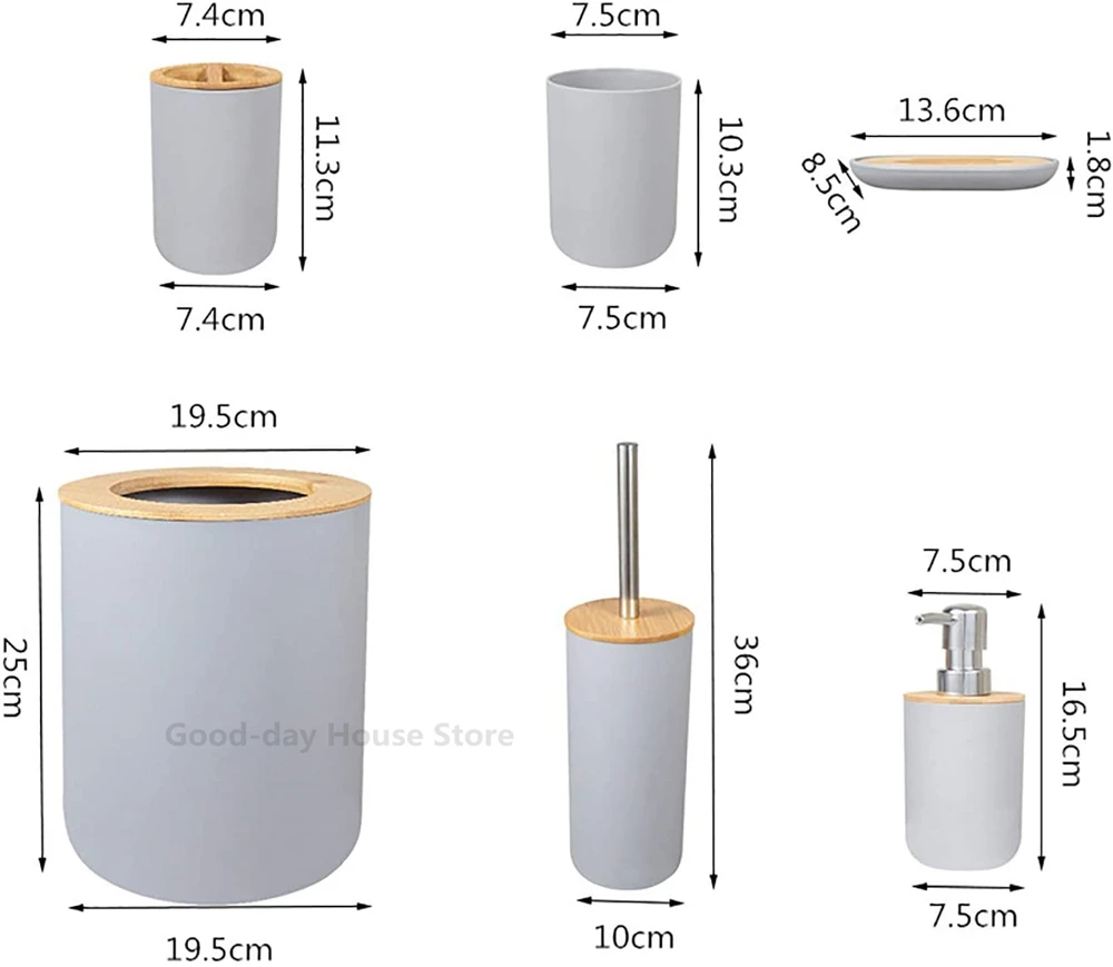 1pc Bathroom Accessories Soap Dispenser Bottle Dish Washroom Garbage Can Toothbrush Holder Cup Suit Lotion Rack Toilet Brush