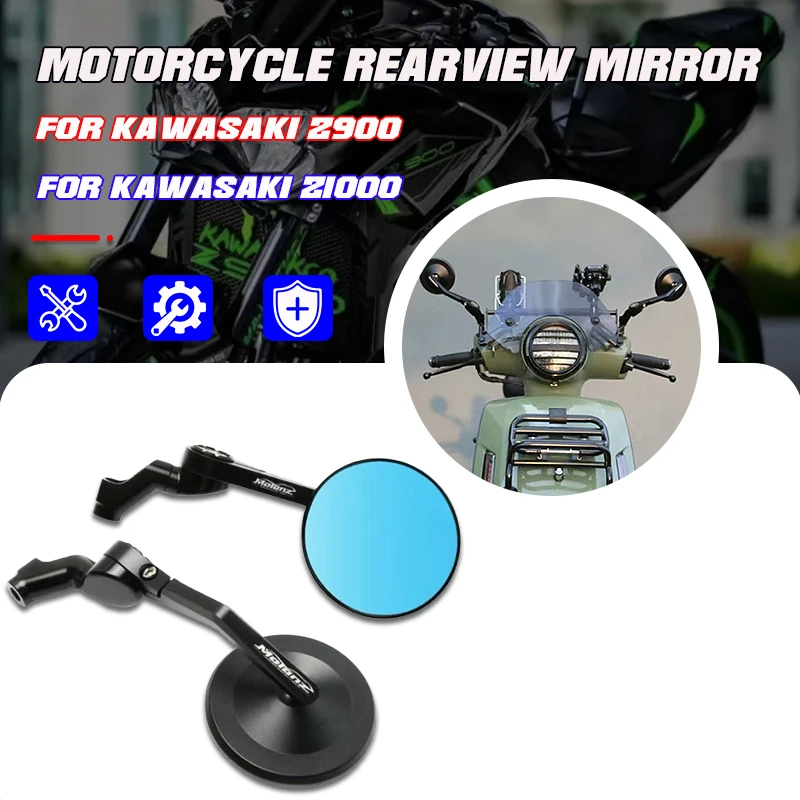 

For Kawasaki Z1000 Z900 Z800 Z750 Z650 Z400 Z300 Z250 Z125 Motorcycle Side View Rearview Mirrors vintage Round Rear View Mirrors