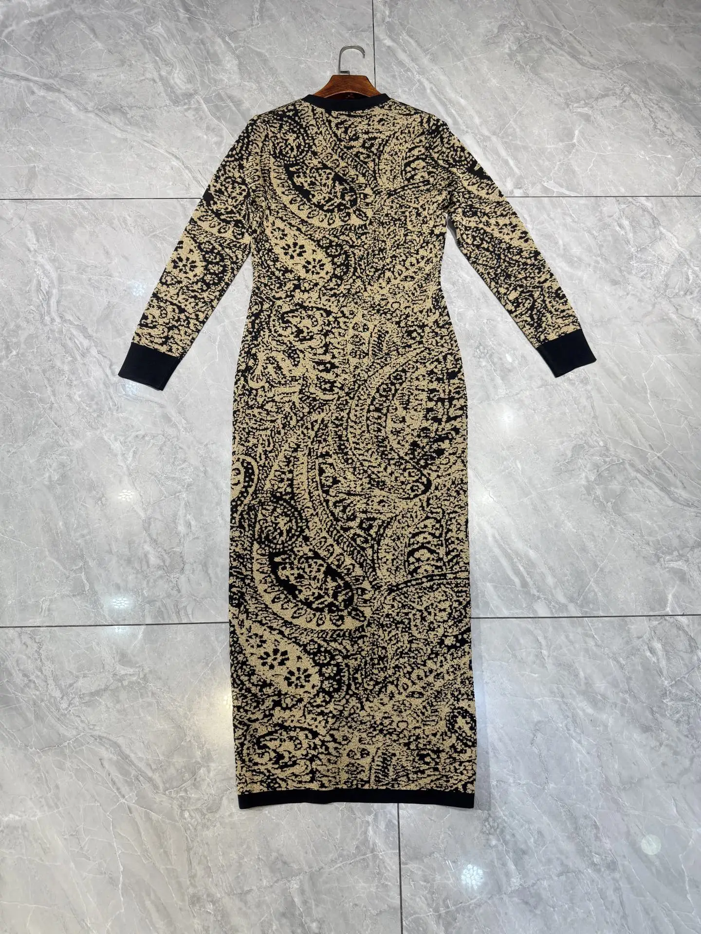 

Women Retro Print knit set fashion Knitted Cardigan sweater Single Breasted V-Neck Long Sleeve dress