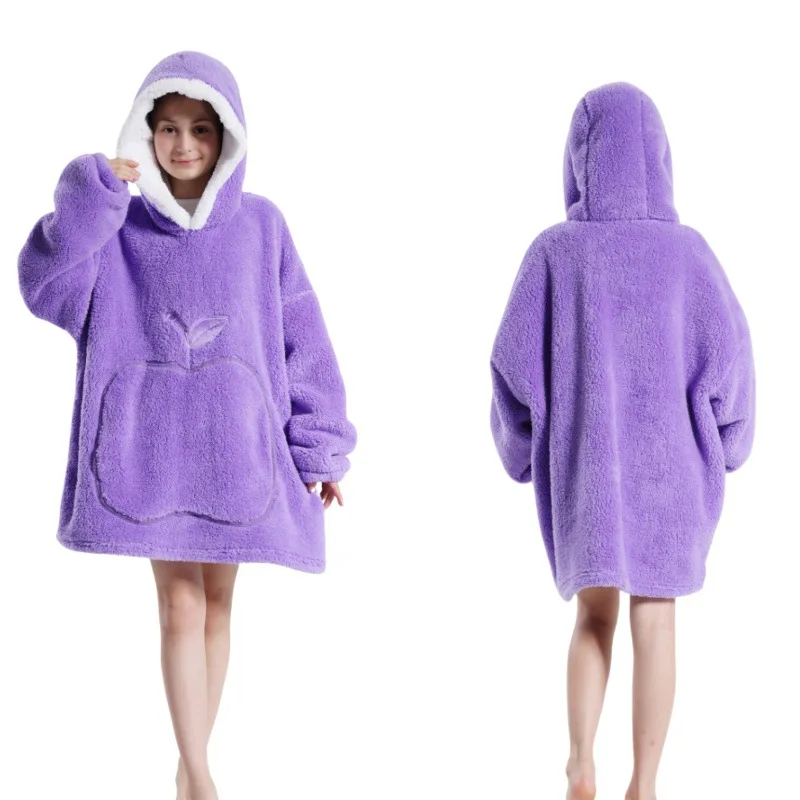 Damen Herbst Winter Fleece Tragbarer Decken-Bademantel Mädchen Damen Loungewear Weiche Warme Nachthemd Teenager Lose Übergrößen-Pyjamas – Detail 15