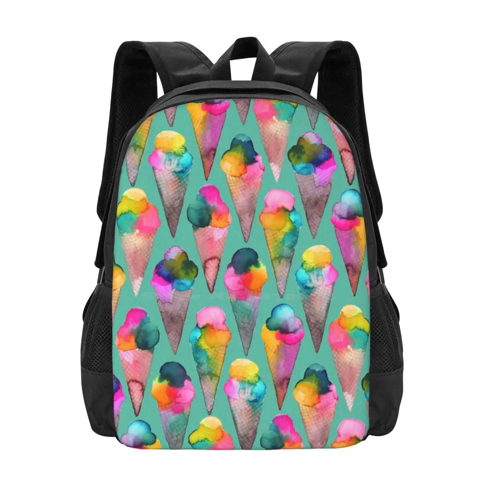 Ice Cream Cones Backpack For Student School Laptop Travel Bag Ice Cream Cones Icecream Dessert Sweet Food Helado Verano Summer