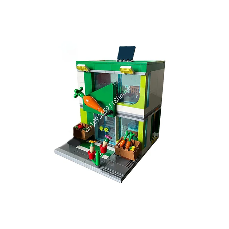 287pcs MOC Grocery Store 2 Storey Alternate Cityed Model Building Blocks Assemble Toy DIY Creative Brick Festival Gifts