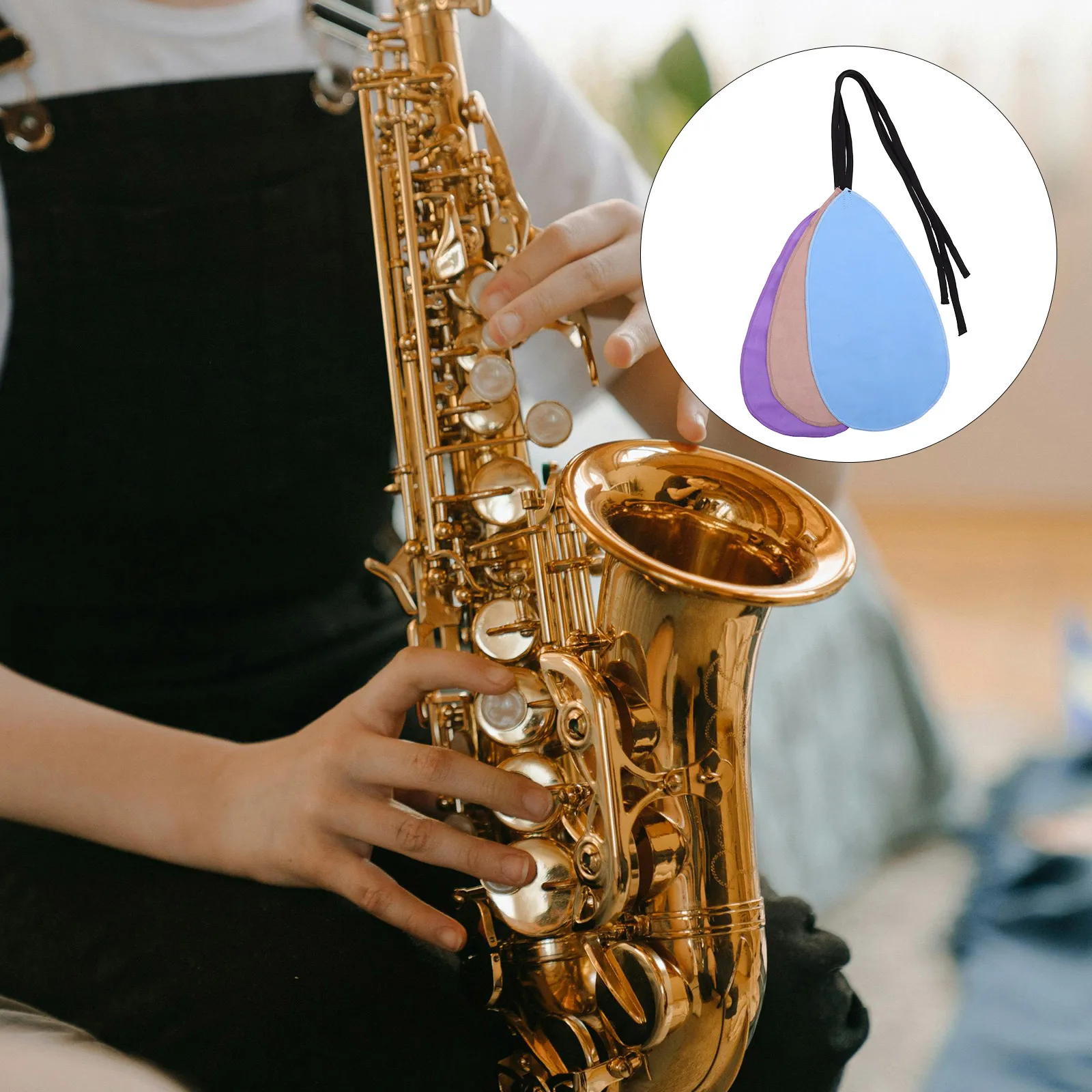 

3Pcs Soft Fiber Cleaning Cloth For Clarinet Flute Saxophone Maintenance Rag Portable Instrument Care Kit