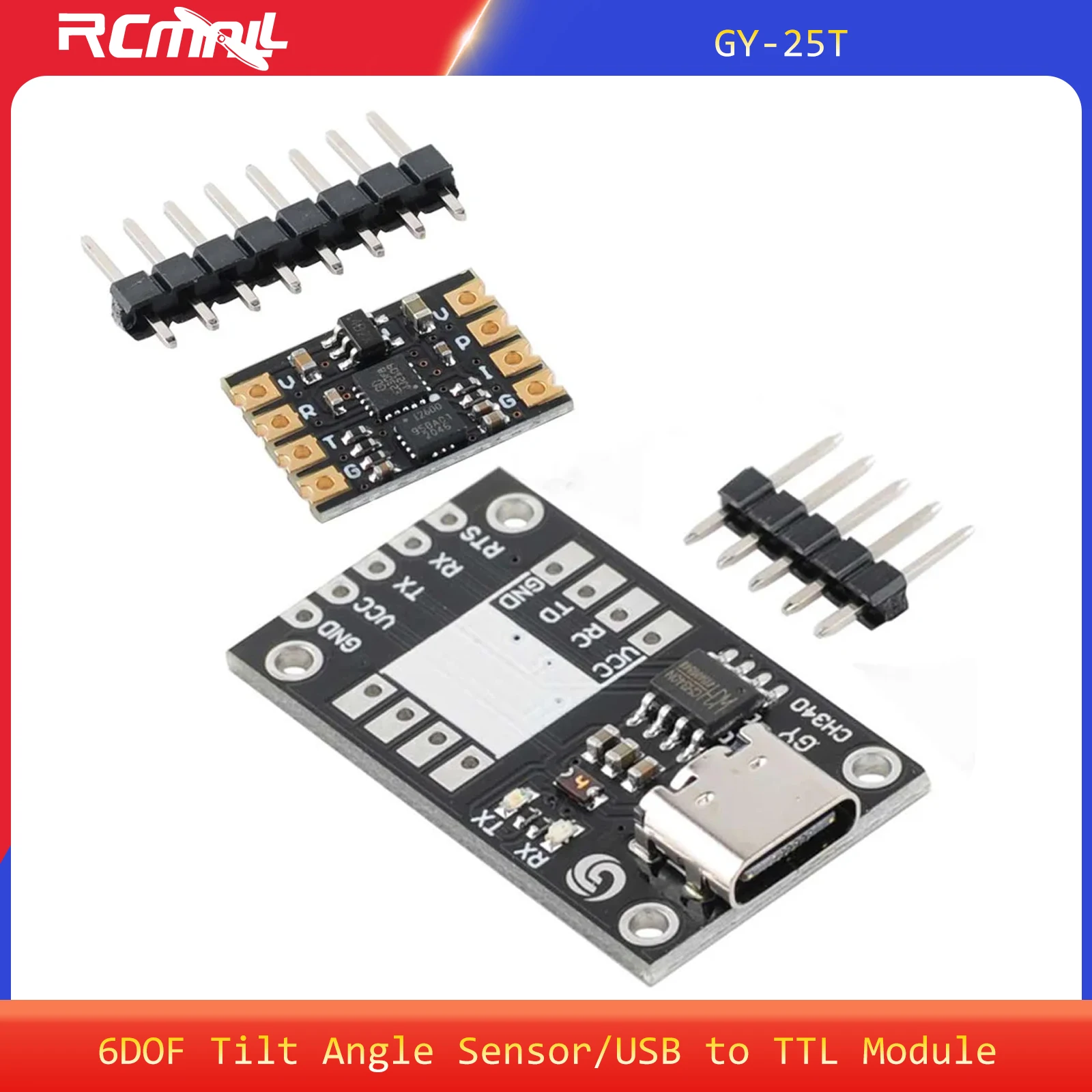 GY-25T 6DOF Tilt Angle Sensor Six-axis Serial Port I2C Gyroscope Acceleration Module USB to TTL Test Tool for Arduino stm32 51