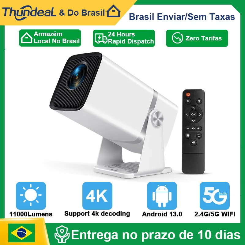 Projetor Mini Portátil ThundeaL Full HD 1080P TD80W Android 4K 5G WiFi TD80 Projetor 3D para Home Theater e Reuniões