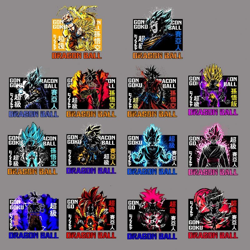 2 uds Dragon Ball Super Saiyan pegatinas de dibujos animados termoadhesivas juego pegatinas de transferencia de calor calcomanías DIY ropa mochila decoración regalos