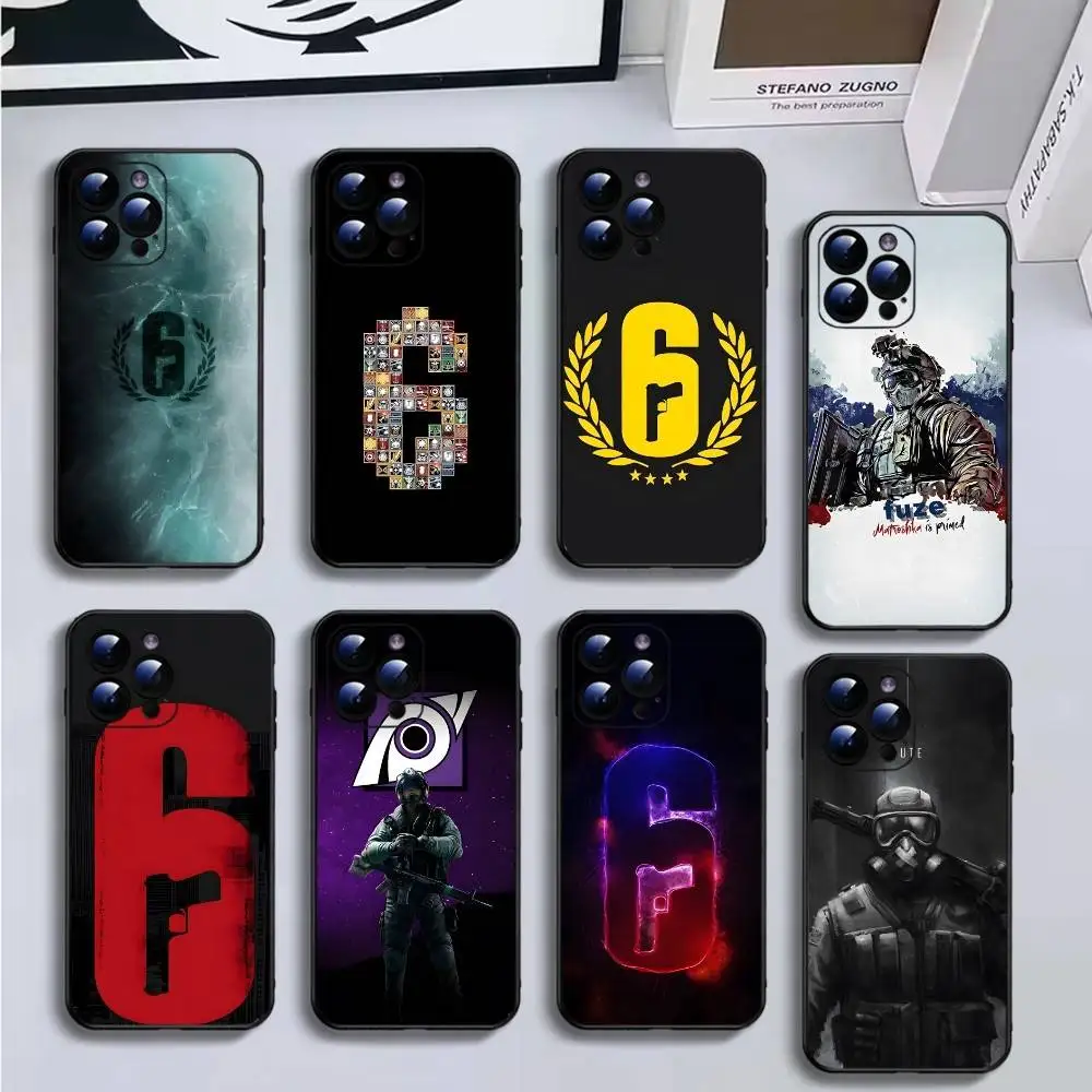 

R-Rainbow Game S-Six S-Siege Phone Case For iPhone17,16,15,14,13,12,11 Plus,Pro Max,Soft Black Cover